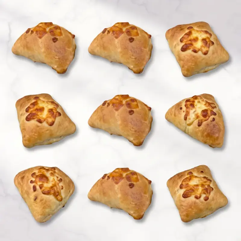 Dziewięć mini calzone z serem